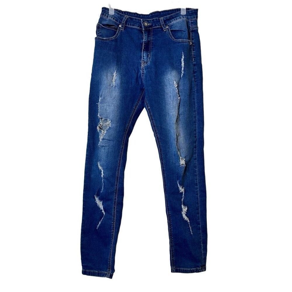 Jeans High Rise Stretch Skinny Jeans Medium Wash Blue Size 32